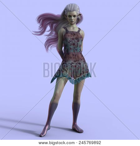 3d Render Of Purple Elf Woman On Isolated Background