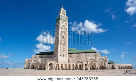Casablanca, Morocco -april 2018: The Hassan Ii Mosque Is A Mosque In Casablanca, Morocco. It Is The 