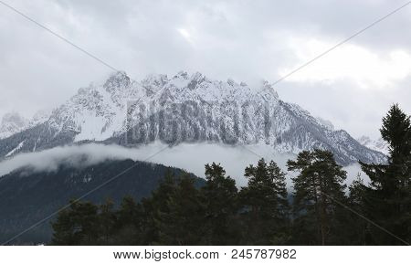 Snowed Mountains In Puster Valley In Northern Italy