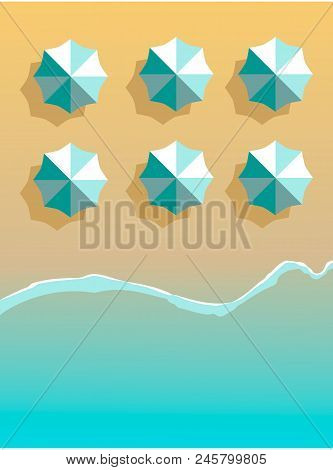 Beach Yellow And Blue Background With Beach Umbrellas Lines