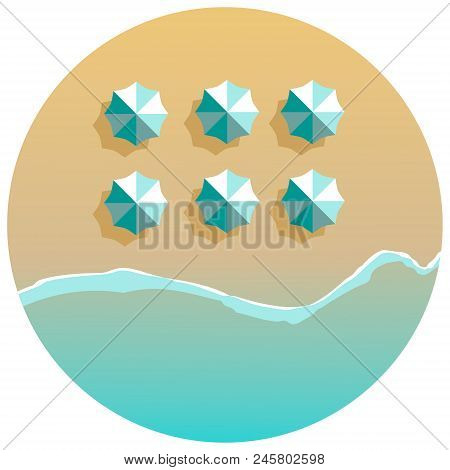 Beach Umbrellas Lines And Ocean Round Background