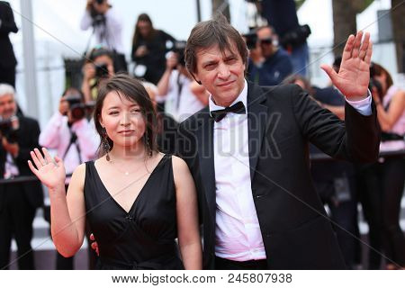 Sergei Dvortsevoy and actress Samal Yeslyamova attend the screening of 'Ayka (The Little One)' during the 71st annual Cannes Film Festival at Palais des Festivals on May 18, 2018 in Cannes, France. 