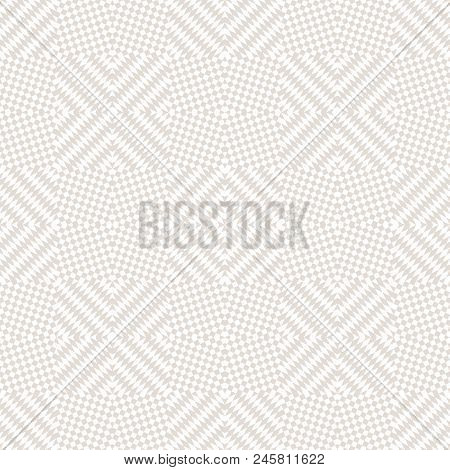 Subtle Minimalist Vector Checkered Seamless Pattern. White And Beige Small Staggered Squares, Rhombu
