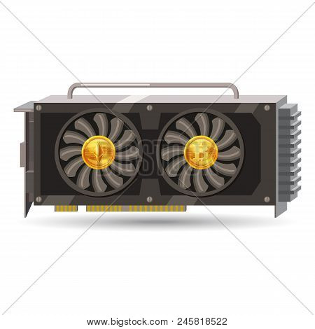 Gpu Videocard For Mining Isolated Icon. Blockchain Technology And Digital Money, Cryptocurrency Syst