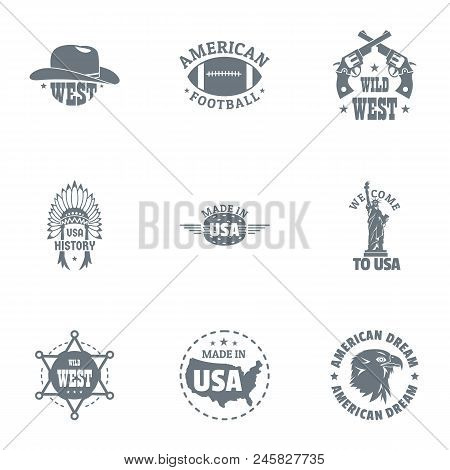 Yankee Football Logo Set. Simple Set Of 9 Yankee Football Vector Logo For Web Isolated On White Back