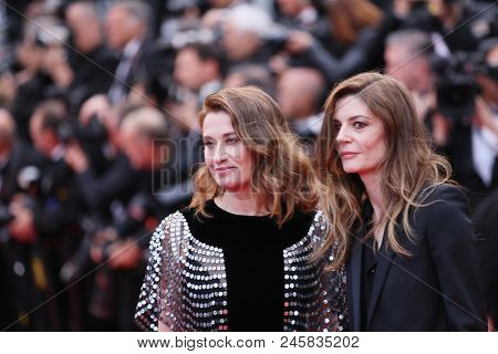 Chiara Mastroianni and Emmanuelle Devos attend the screening of 'Blackkklansman' during the 71st annual Cannes Film Festival at Palais des Festivals on May 14, 2018 in Cannes, France. 