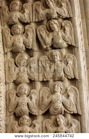 Details Of The West Portal  Saint Trophime Cathedral In Arles, France. Bouches-du-rhone,  France