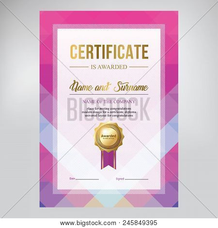 Gift Certificate Design, Honorary Diploma. Creative Red Background