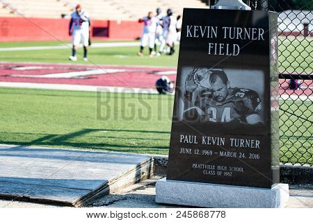 Prattville, Alabama, Usa - May 12, 2018: Monument Honoring Local Football Star, Paul Kevinturner, Ou