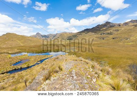 Clouds Reflected In The Lake In The Cajas Park Cuenca Ecuador
