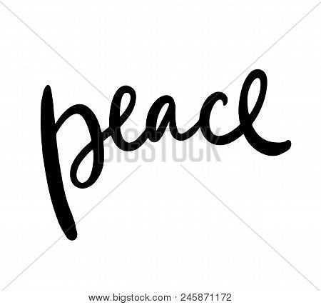 Peace Brush Calligraphy Black Ink Isolated On White Background.