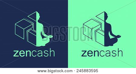 Half Of The Silhouette Of A Meditating Person And Half Of The Zencash Sign