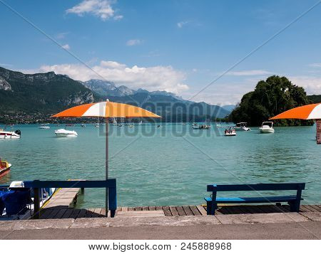 Parasol And View On Lake Annecy, France