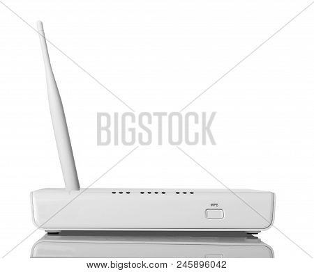 Wi-fi Router With Wps Function, Isolated On White Background