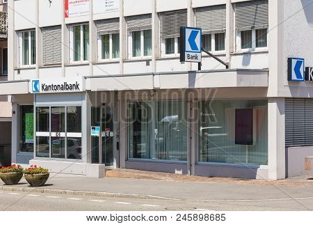 Bremgarten, Switzerland - June 16, 2018: the office of the Aargauische Kantonalbank on Zurcherstrasse street. Aargauische Kantonalbank is a cantonal bank of the Swiss canton of Aargau, headquartered in the city of Aarau, Switzerland.
