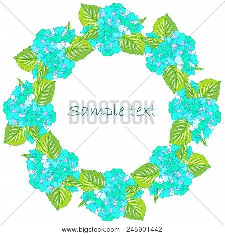 Wedding Or Holiday Wreath . Delicate Flowers On Light . Watercolor Vector Illustration. Summer Green