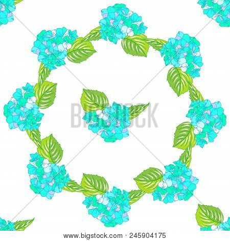 Floral Seamless Summer Pattern, Beautiful Flower Wreath, Vector Illustration