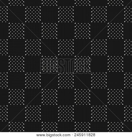 Vector Minimalist Geometric Seamless Pattern With Small Elements, Squares, Dots. Modern Minimal Chec