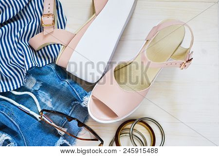 Fashionable, New Clothes, Sandals And Accessories. Fashion & Style.