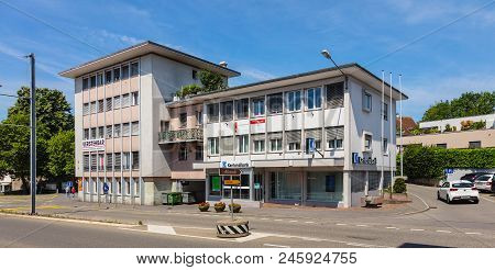 Bremgarten, Switzerland - June 16, 2018: the office of the Aargauische Kantonalbank on Zurcherstrasse street. Aargauische Kantonalbank is a cantonal bank of the Swiss canton of Aargau, headquartered in the city of Aarau, Switzerland.