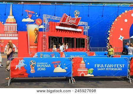 St. Petersburg, Russia - June 18, 2018: Fifa Fan Fest For World Cup Russia 2018. Football (soccer) W