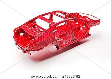 3d car frame body on white background