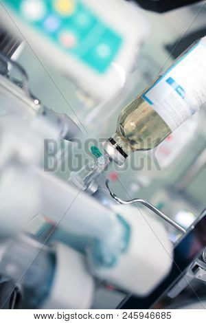 Iv Drip And Perfusion Devices In The Hospital Room.