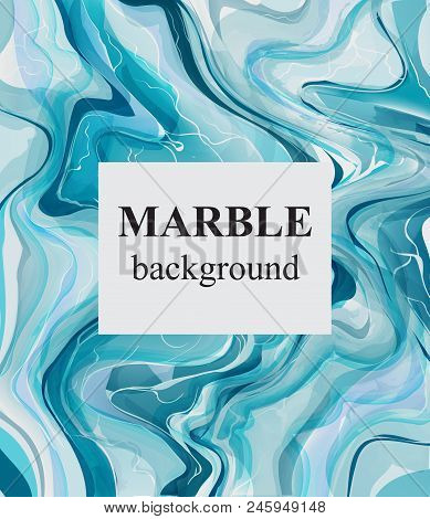 Blue Turquoise Marble Background Vector. Luxury Stone Pattern Texture