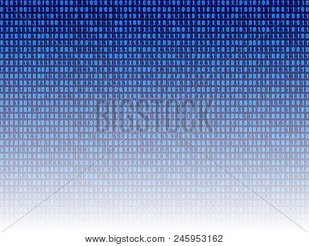 Vector: Abstract Technology Background, Blue Binary Code Digital Backdrop. Blue Color Illustration.