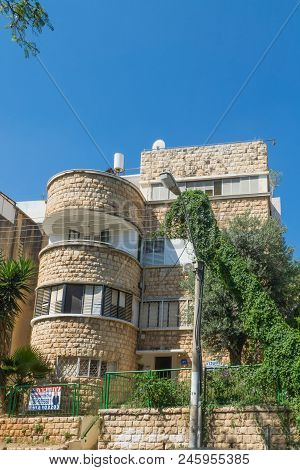 Haifa, Israel - June 09, 2018: Buildings With A Mixture Of International (bauhaus) And Arabic Styles