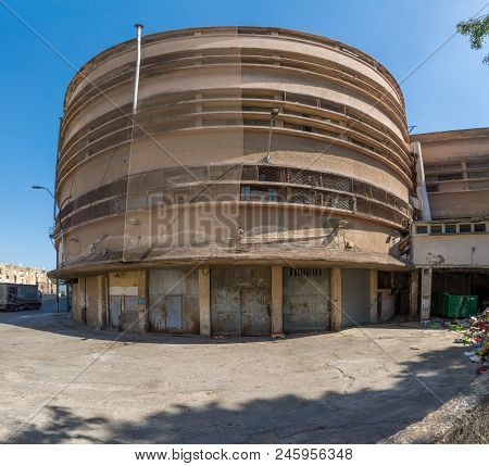 Haifa, Israel - June 09, 2018: The Historic Talpiot Market Building, Built In International (bauhaus