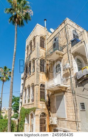 Haifa, Israel - June 09, 2018: Buildings With A Mixture Of International (bauhaus) And Arabic Styles