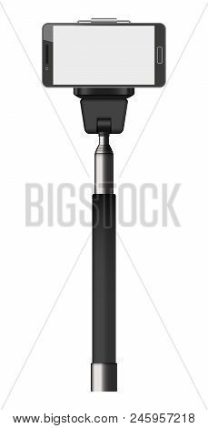 Selfie Stick Mockup. Realistic Illustration Of Selfie Stick Vector Mockup For Web Design Isolated On