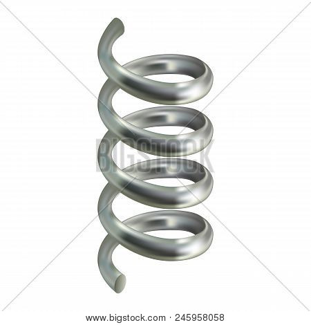 Grey Spring Cable Mockup. Realistic Illustration Of Grey Spring Cable Vector Mockup For Web Design I