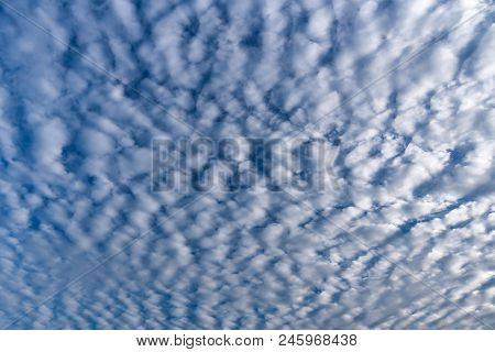 Cirrocumulus Cloud In Blue Sky On Sunny Peaceful Day,cloud Type Altocumulus, Stratocumulus