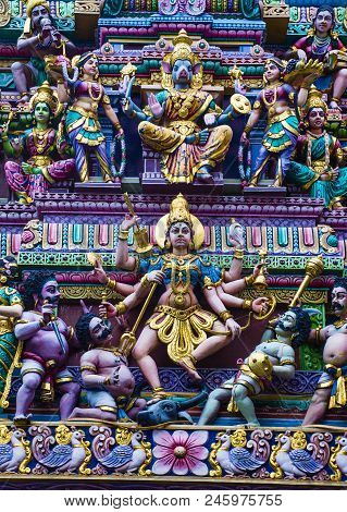 Singapore - Feb 24 : Statues In Sri Veeramakaliamman Temple In Little India, Singapore On February 2