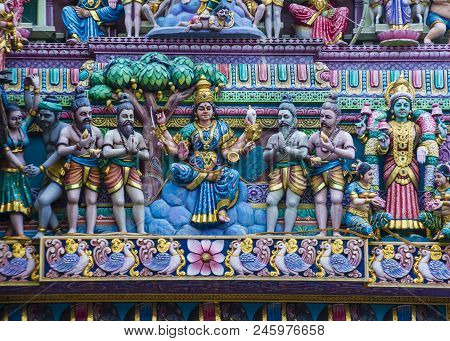 Singapore - Feb 24 : Statues In Sri Veeramakaliamman Temple In Little India, Singapore On February 2