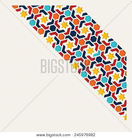Islamic Greeting Card. Ramadan Mubarak Celebration Template With Arabic Geometric Traditional Patter