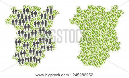 People Population And Environment Chechnya Map. Vector Abstraction Of Chechnya Map Composed Of Rando