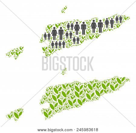 People Population And Environment East Timour Map. Vector Composition Of East Timour Map Done Of Ran