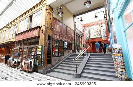 Paris, France-june 16, 2018 : The Passage Jouffroy Was Built In 1836, It Has Been One Of The Most Vi