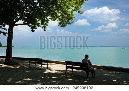 BALATONFURED, HUNGARY - JUNE 02 2018: Yachts in the harbour of Baltonfured, Hungary, Europe