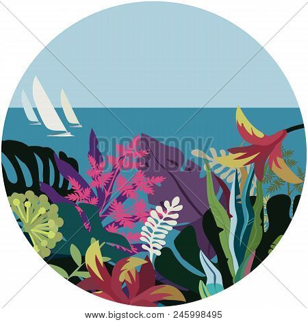 Illustration Od A Tropical Sea Coast Background