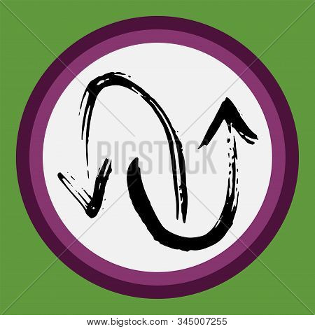 A Separate Isolated Black Arrow Drawn By Hand. Multi-directional Arrows On A White Circle. Direction
