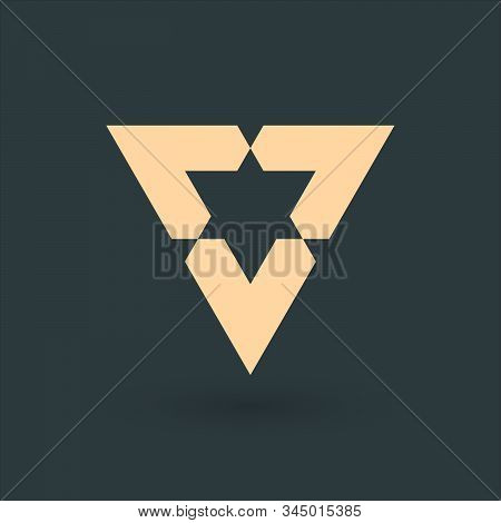 Geometrical Triangle Or Arrow In Three Parts Logo Design. Technology Business Identity Concept. Crea