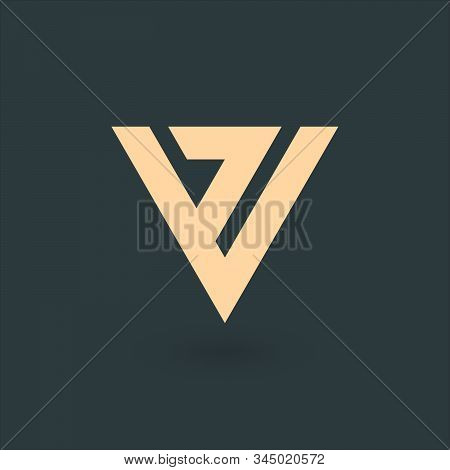 Emblem Of Letter V Geometric Logo. Technology Business Identity Concept. Creative Corporate Template