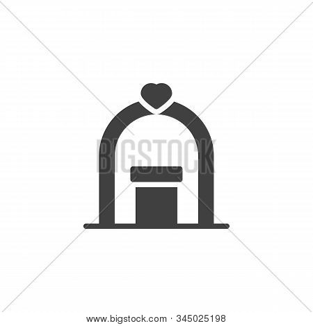 Wedding Arch With Podium Vector Icon. Filled Flat Sign For Mobile Concept And Web Design. Wedding Ce