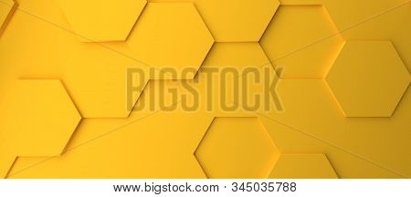 Abstract Modern Yellow Honeycomb Background, 3d Rendering
