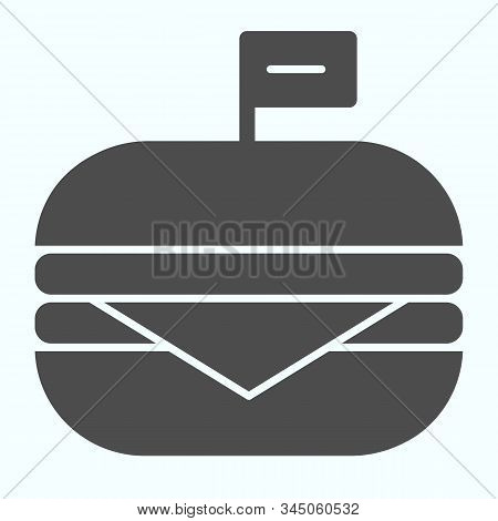 Burger With American Flag Solid Icon. Independence Day Food Vector Illustration Isolated On White. H