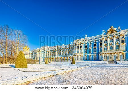 Ekaterininsky Palace, Tsarskoye Selo (pushkin) Suburb Of Saint Petersburg. Russia.